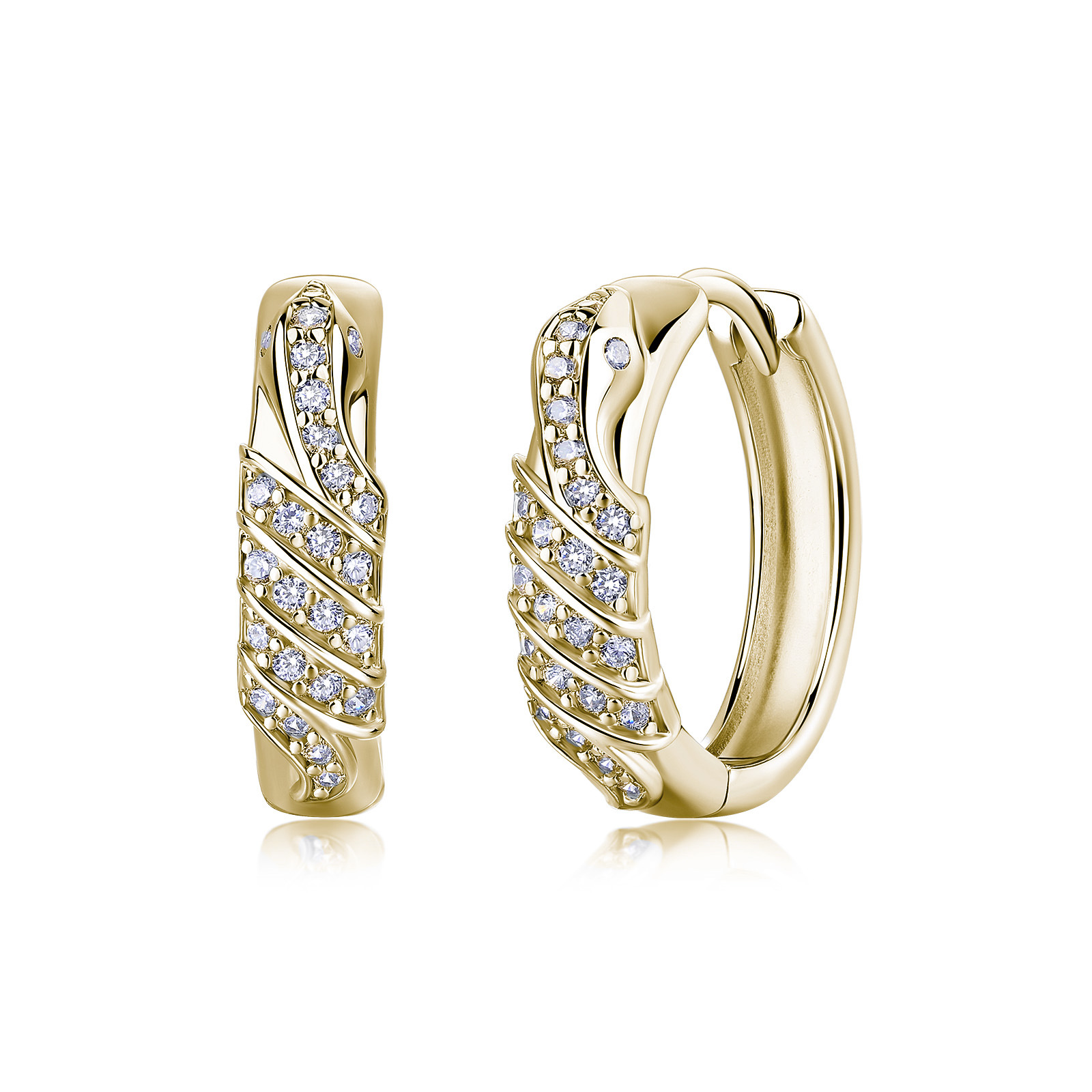 Moissanite Serpent Spiral Huggie Earrings – 0.15ct DEW Each - Image 3
