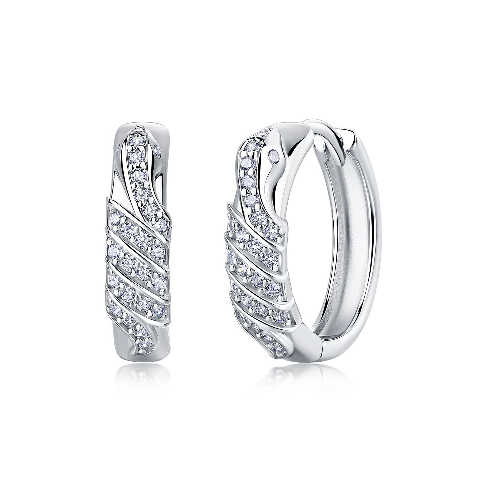 Moissanite Serpent Spiral Huggie Earrings – 0.15ct DEW Each - Image 4
