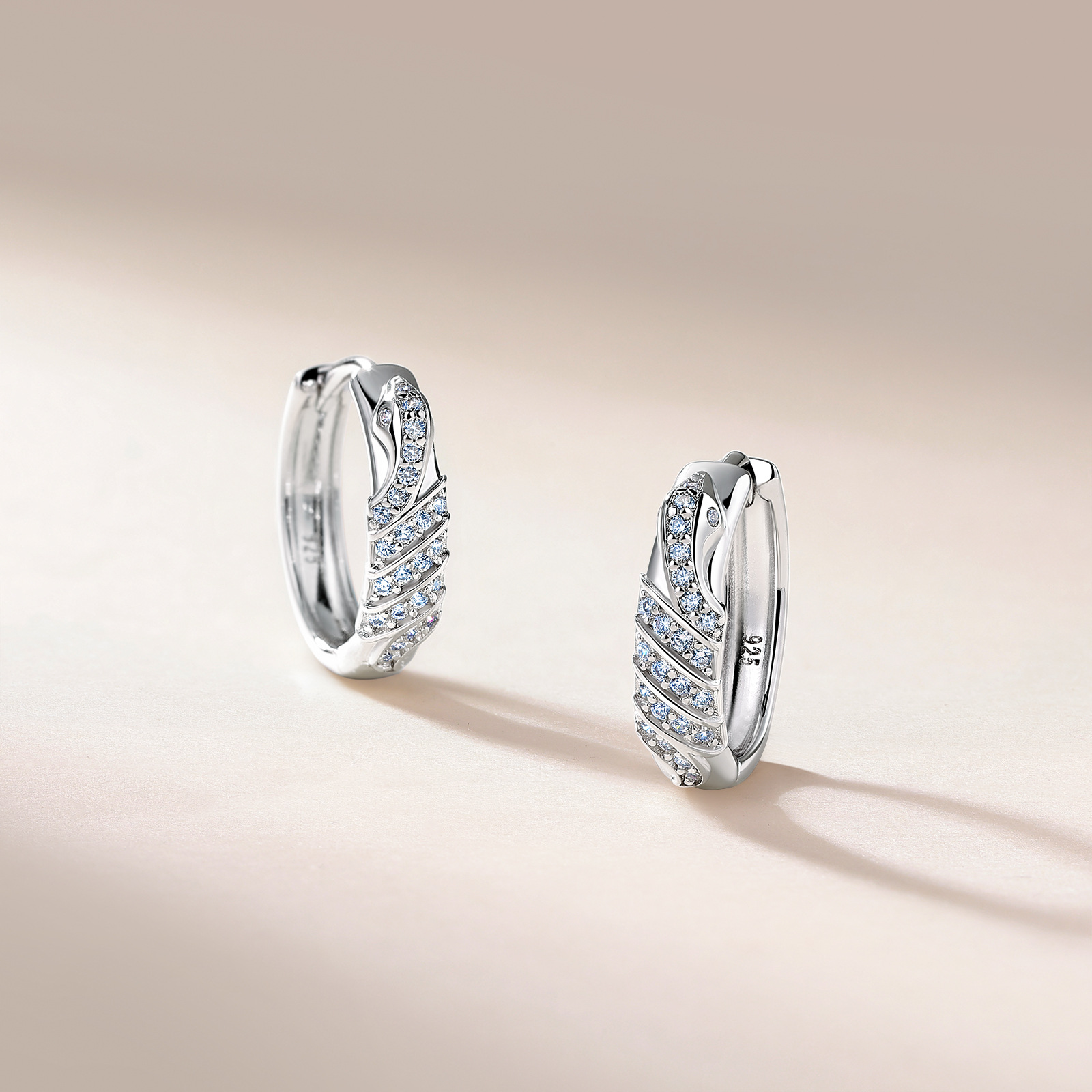 Moissanite Serpent Spiral Huggie Earrings – 0.15ct DEW Each - Image 6