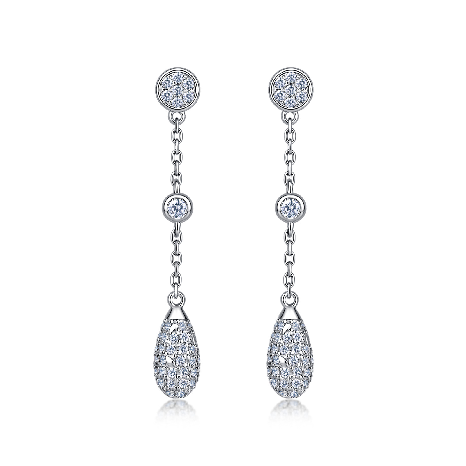Moissanite Pavé Teardrop Drop Earrings – 0.4ct DEW Each