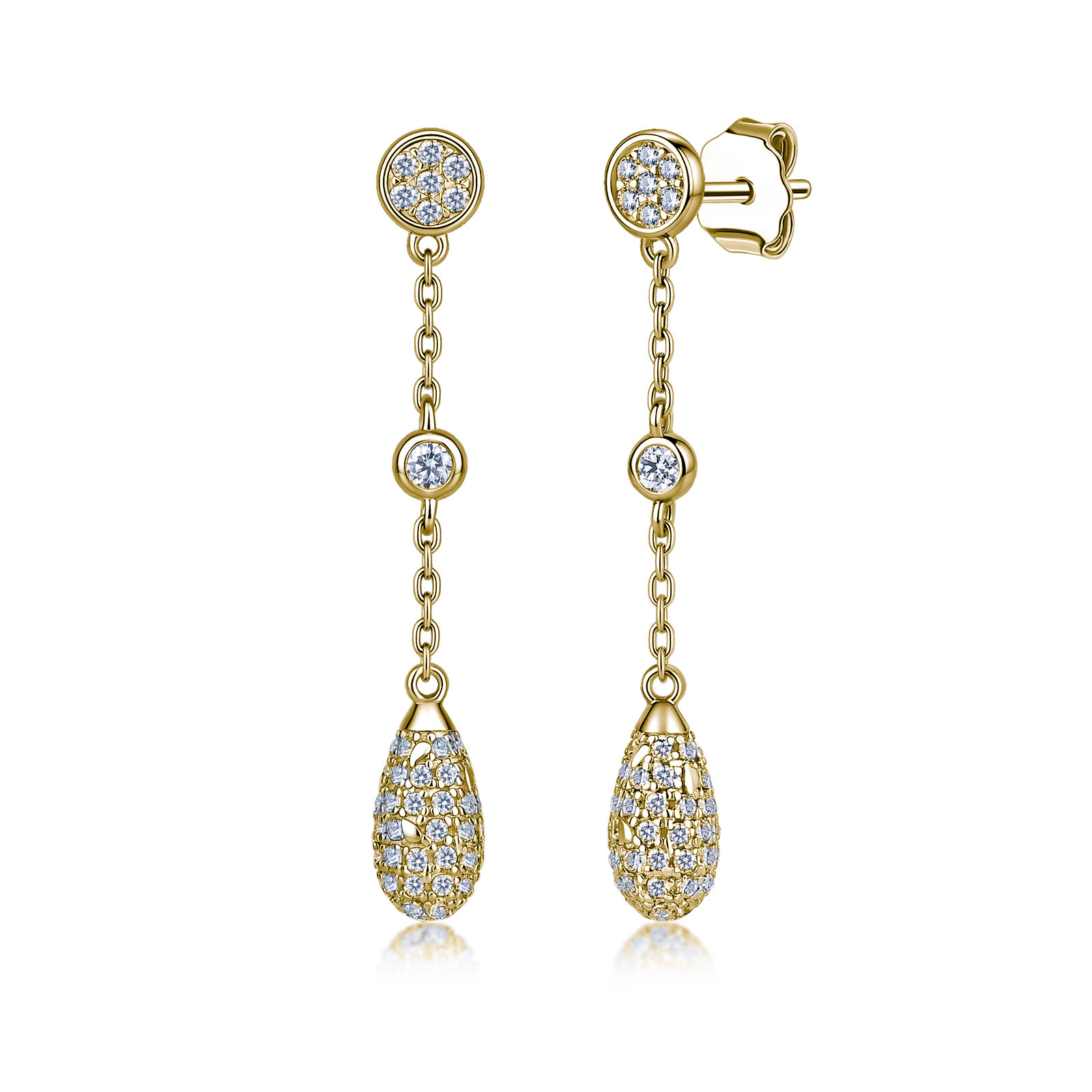 Moissanite Pavé Teardrop Drop Earrings – 0.4ct DEW Each - alternate view