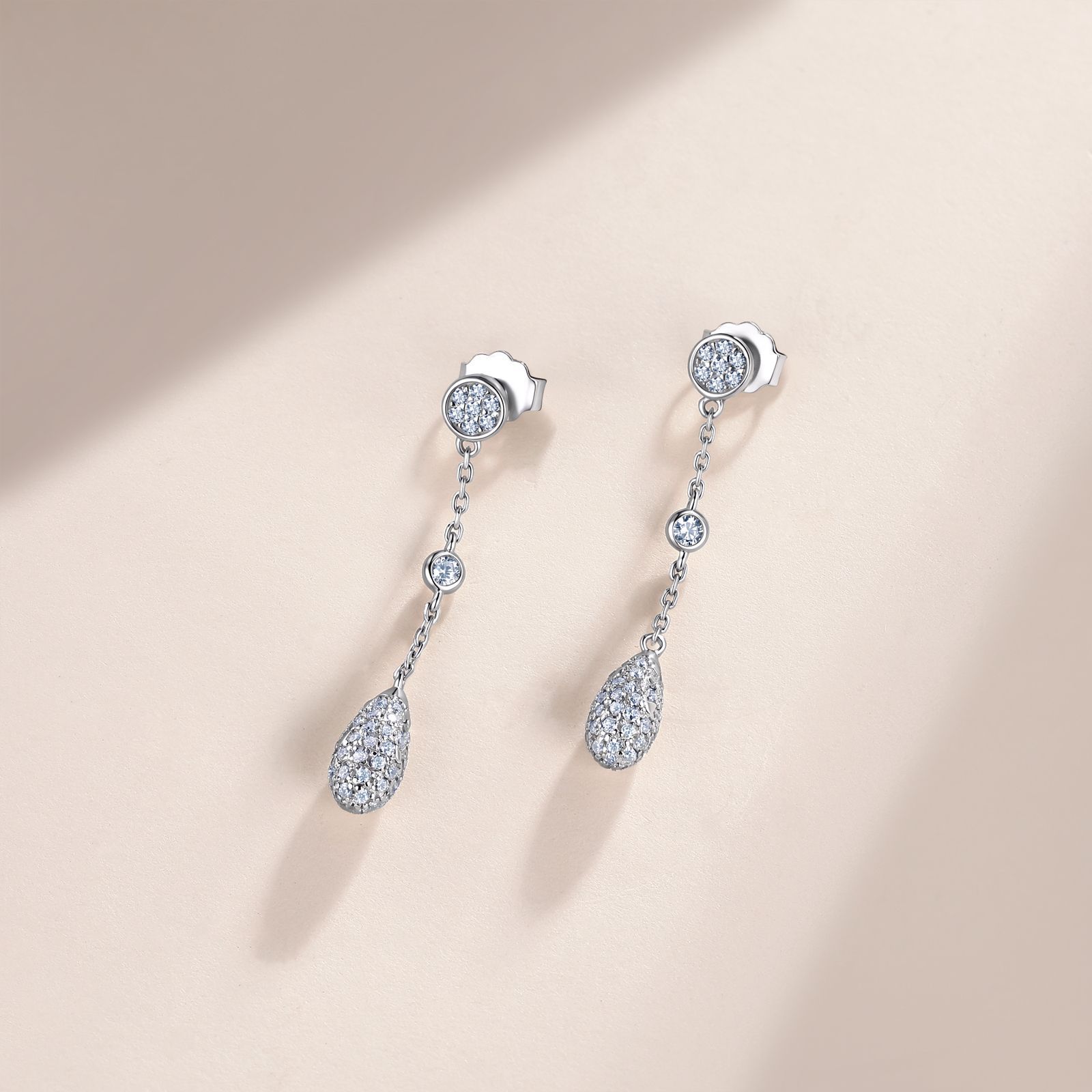 Moissanite Pavé Teardrop Drop Earrings – 0.4ct DEW Each - Image 4
