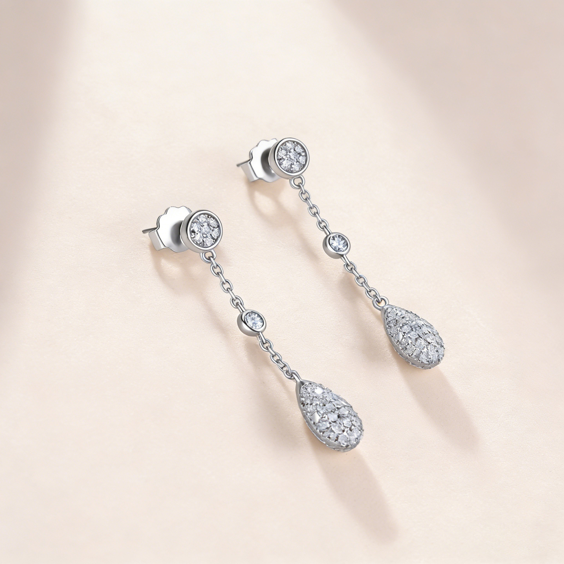 Moissanite Pavé Teardrop Drop Earrings – 0.4ct DEW Each - Image 5