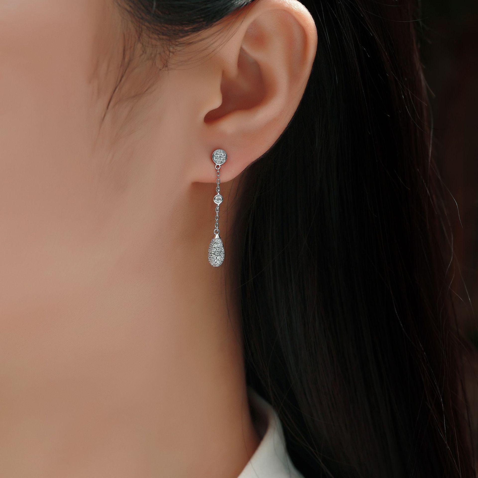 Moissanite Pavé Teardrop Drop Earrings – 0.4ct DEW Each - Image 7