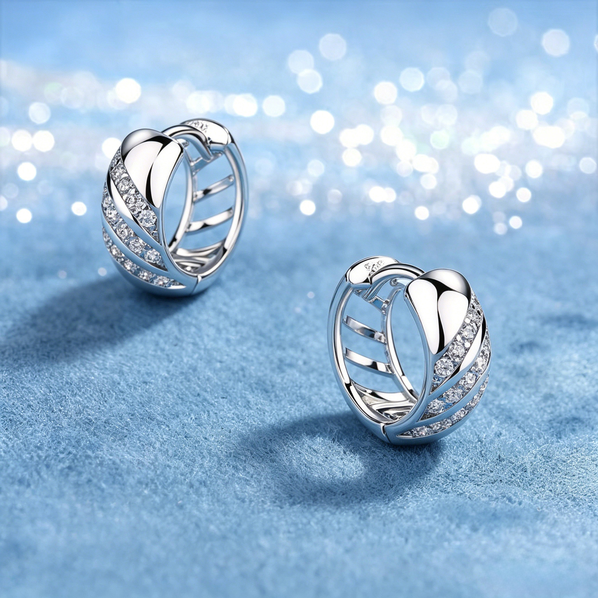 Moissanite Diagonal Pavé Huggie Earrings – 0.15ct DEW Each - Image 4