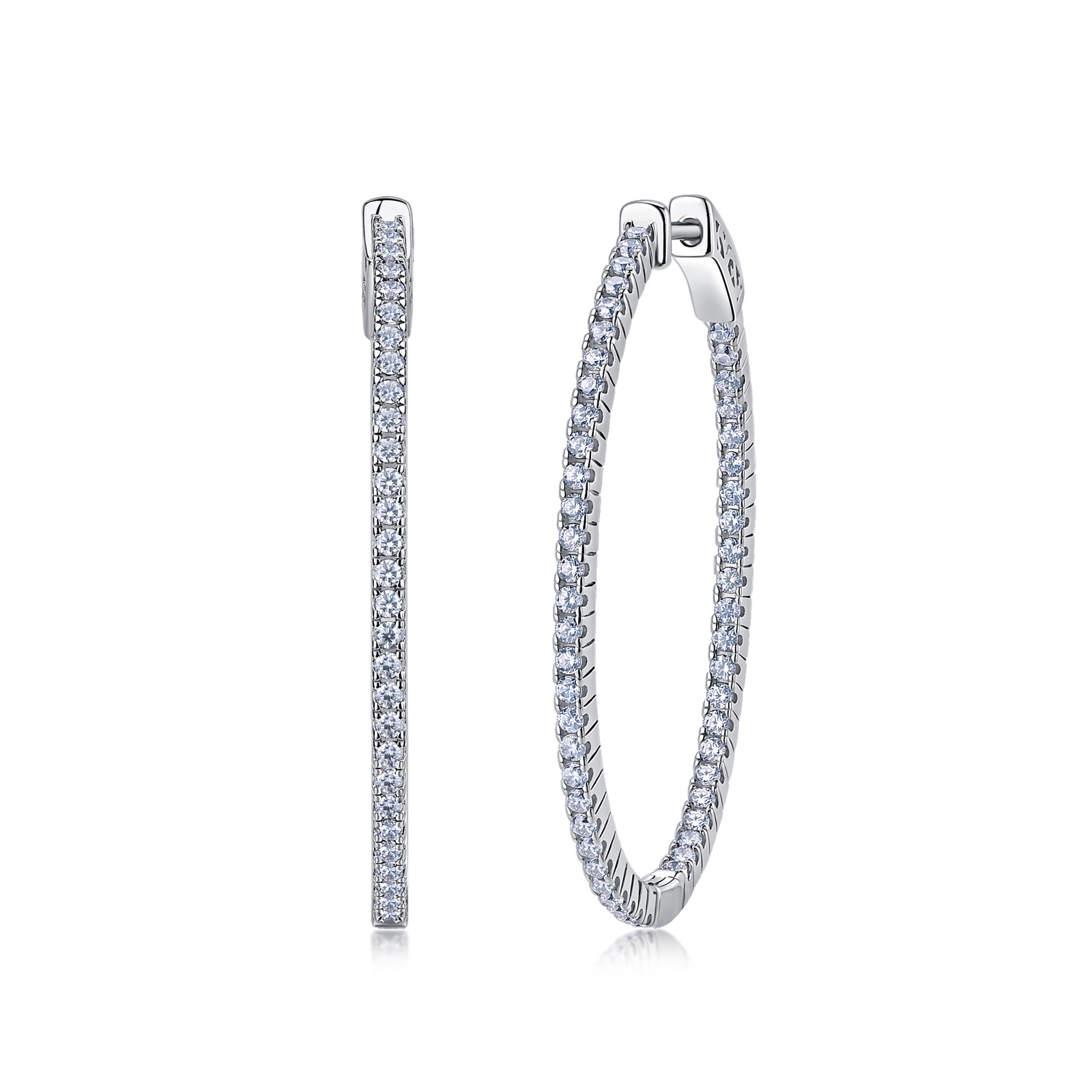 Large Inside-Out Moissanite Hoop Earrings – 0.55ct DEW Each