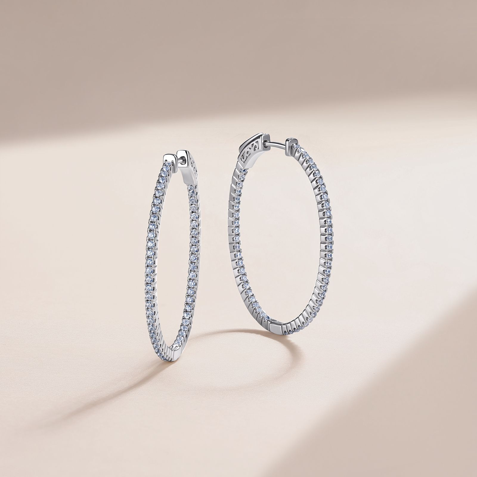 Large Inside-Out Moissanite Hoop Earrings – 0.55ct DEW Each - Image 4