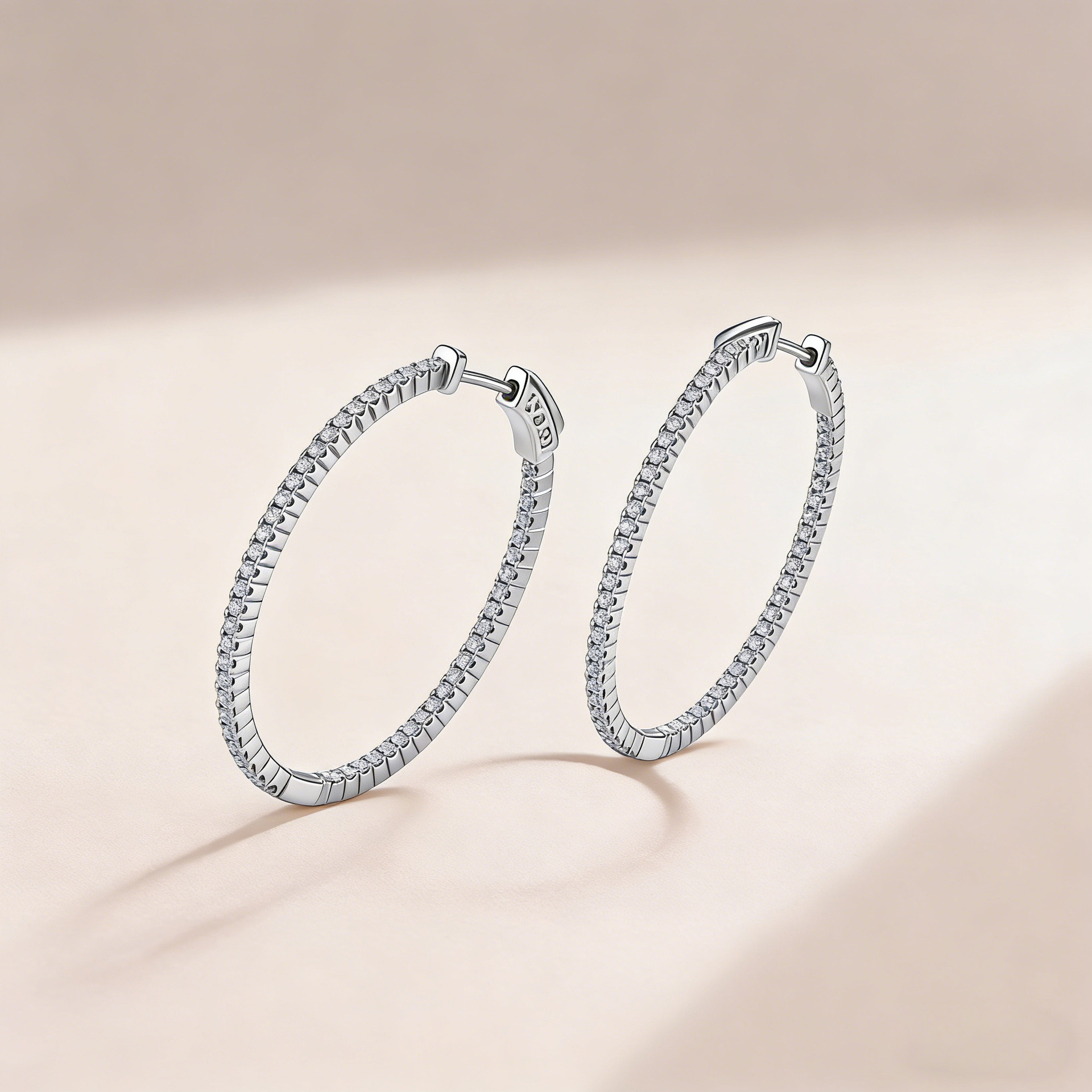 Large Inside-Out Moissanite Hoop Earrings – 0.55ct DEW Each - Image 5