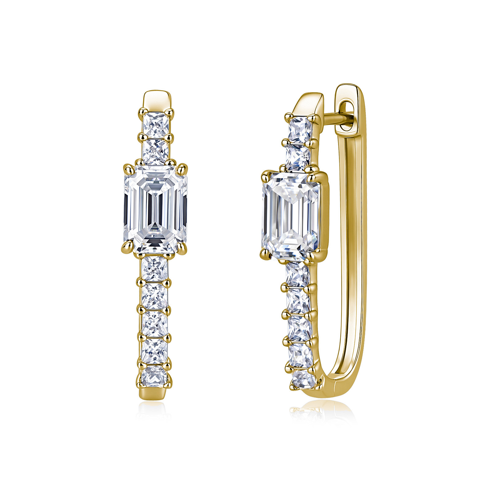 Emerald-Cut Moissanite Hoop Earrings – 1ct DEW Each - alternate view