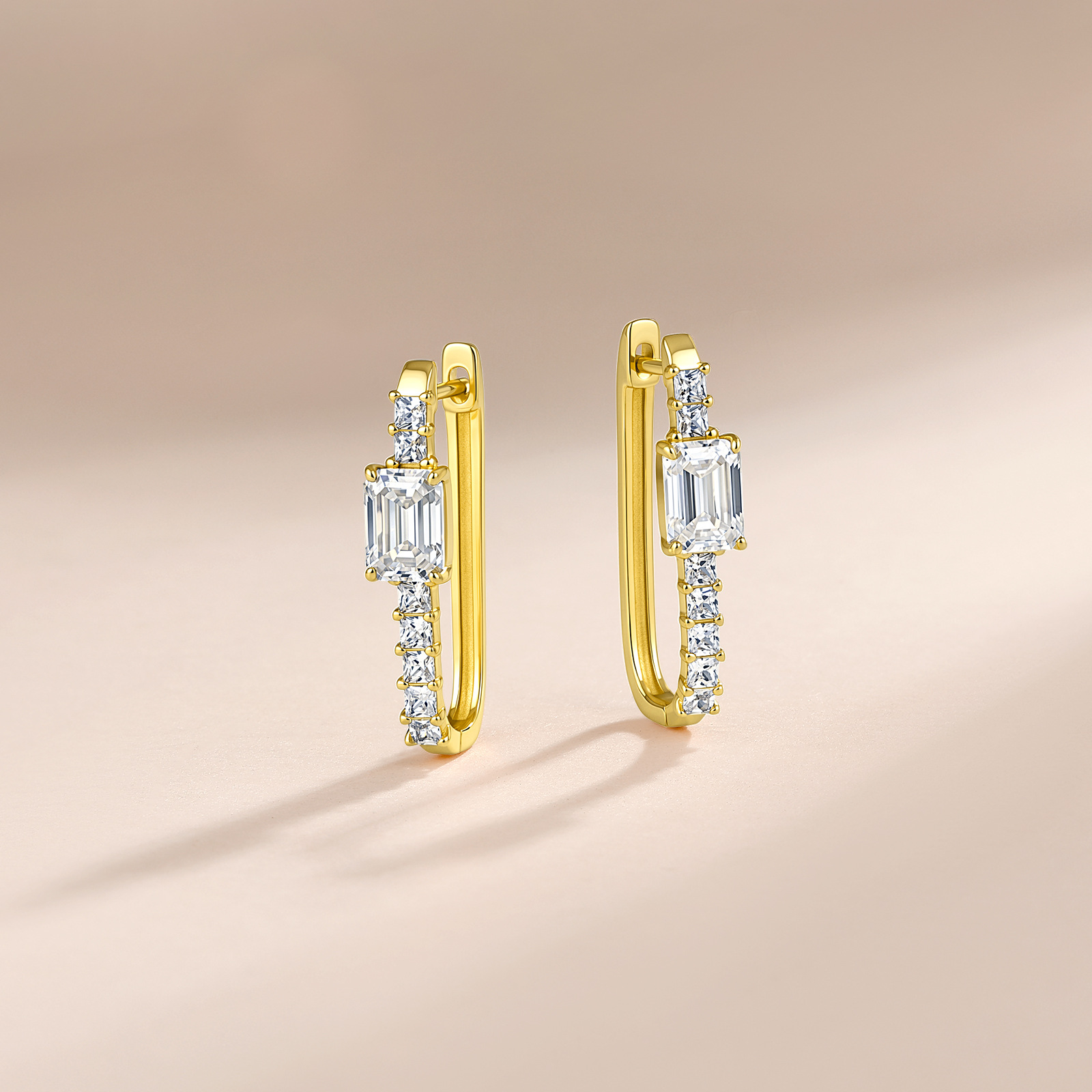 Emerald-Cut Moissanite Hoop Earrings – 1ct DEW Each - Image 4