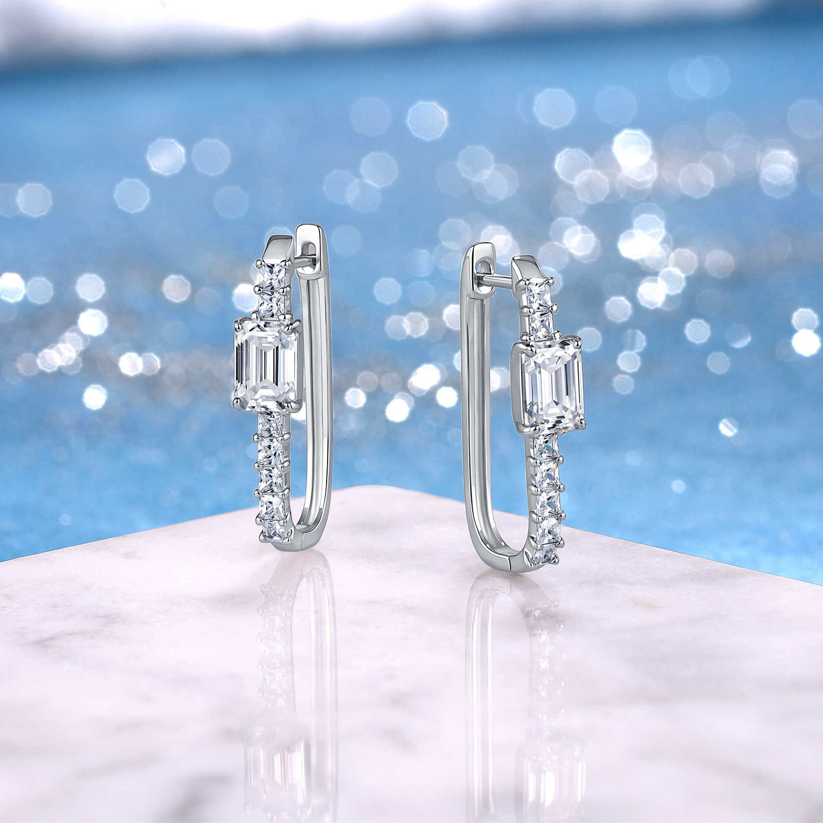 Emerald-Cut Moissanite Hoop Earrings – 1ct DEW Each - Image 5