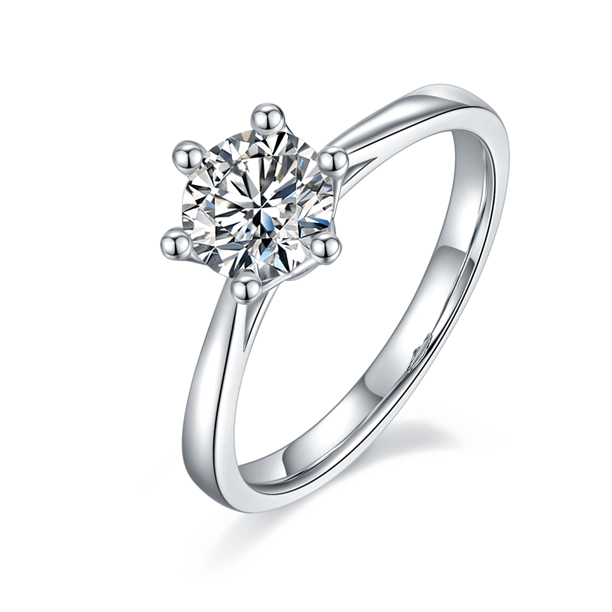 1 Carat Moissanite Solitaire Ring | 6-Prong Round Cut 925 Sterling Silver