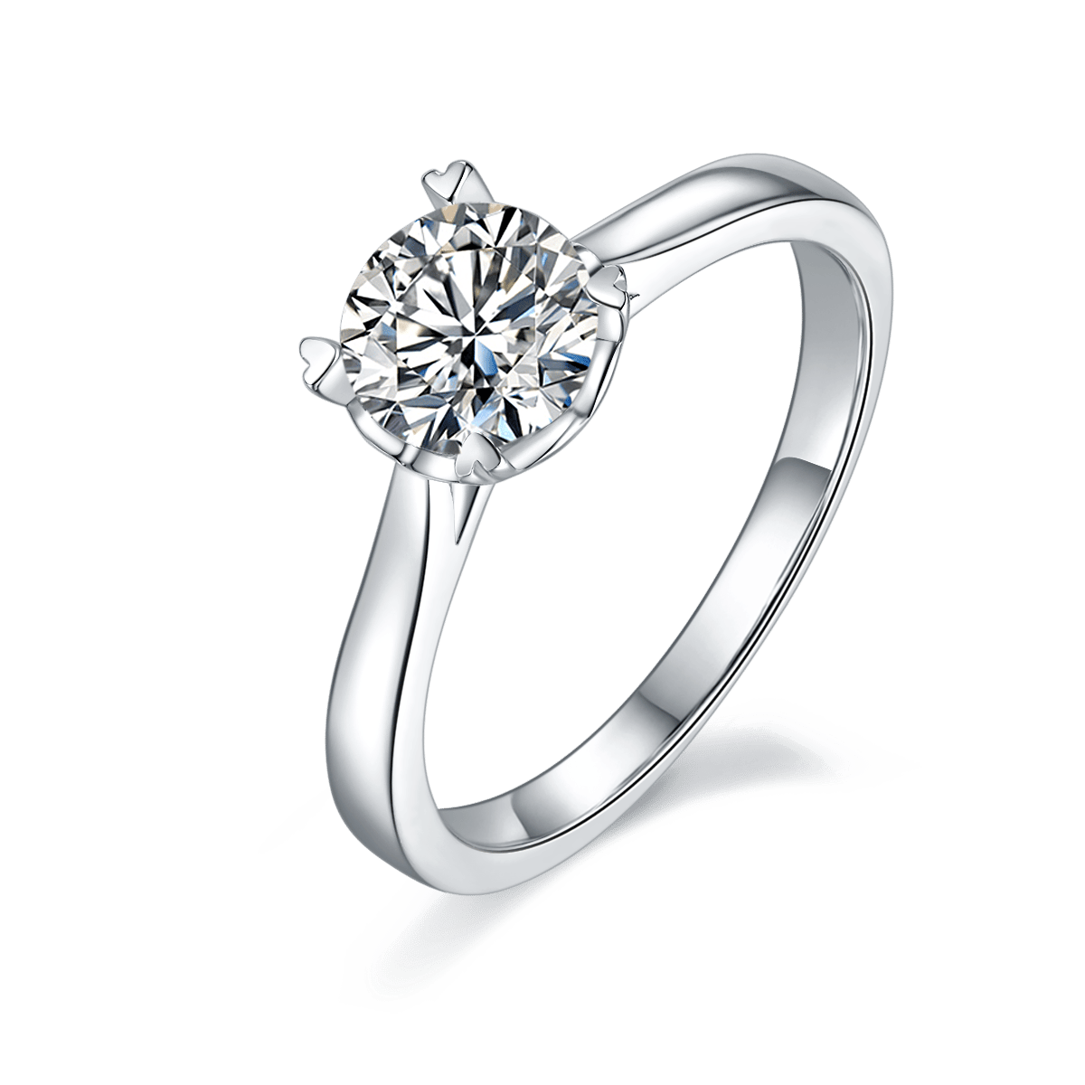 Heart Prong Moissanite Promise Ring | 1ct Round Solitaire | 925 Sterling Silver