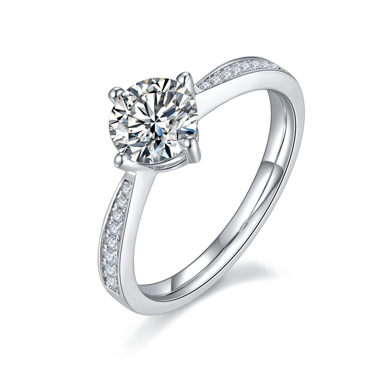 Micro-Pave Solitaire Moissanite Ring | Round 1ct DEW | 925 Sterling Silver