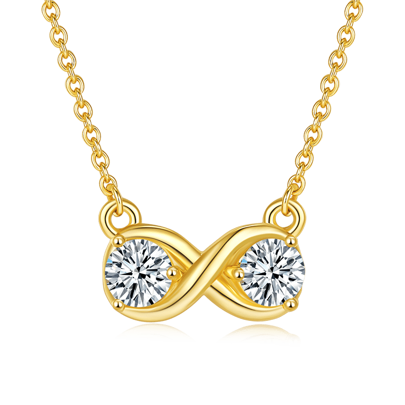Two-Stone Infinity Moissanite Necklace | 925 Sterling Silver | Round DEF Collarbone Chain