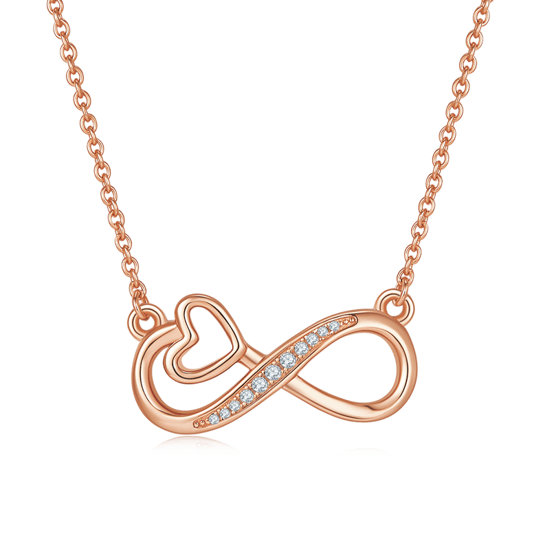 Infinity Heart Moissanite Necklace | Dainty Pavé 925 Sterling Silver | Collarbone Chain for Women