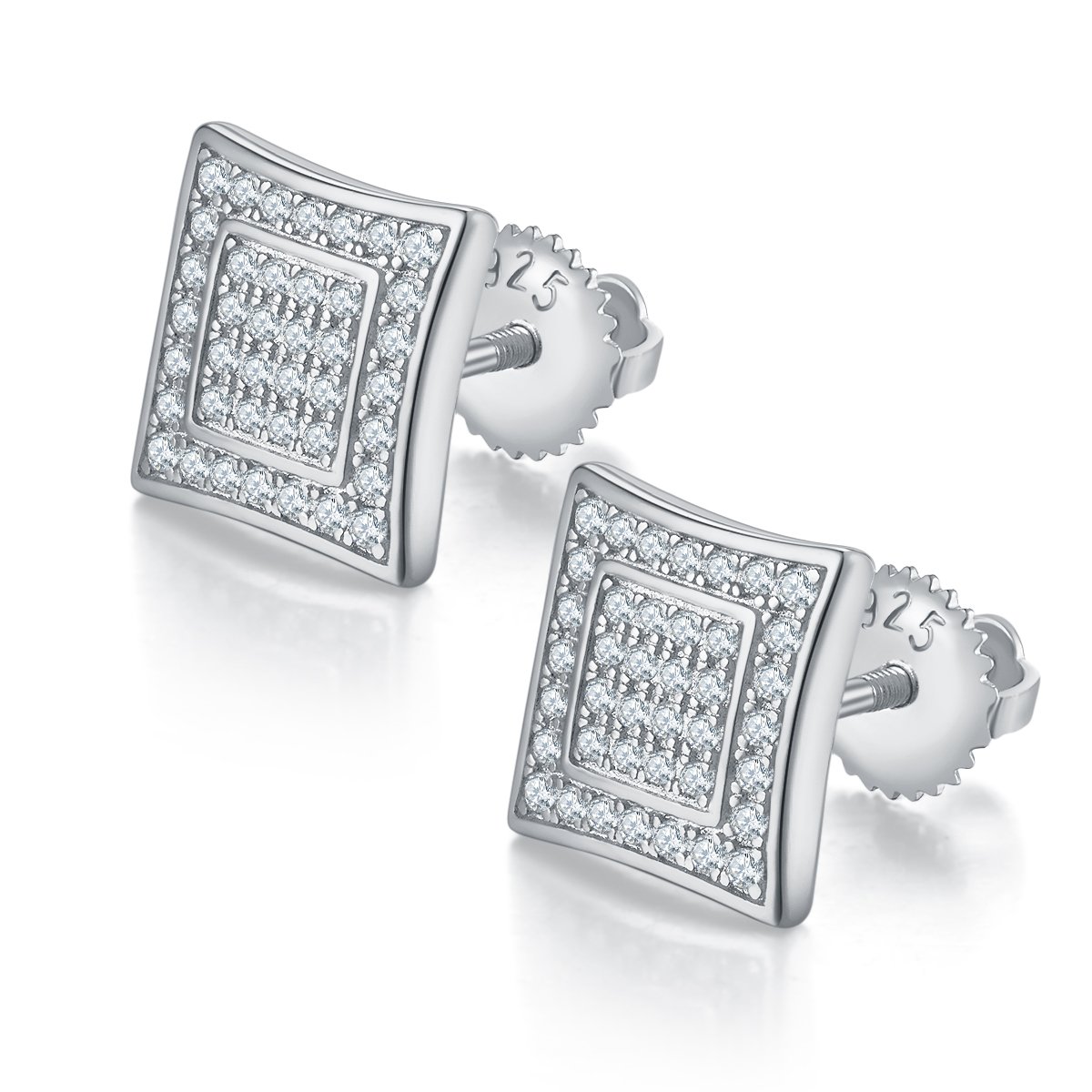 Hip Hop Square Moissanite Stud Earrings | Iced-Out Pavé 925 Sterling Silver | Unisex Kite
