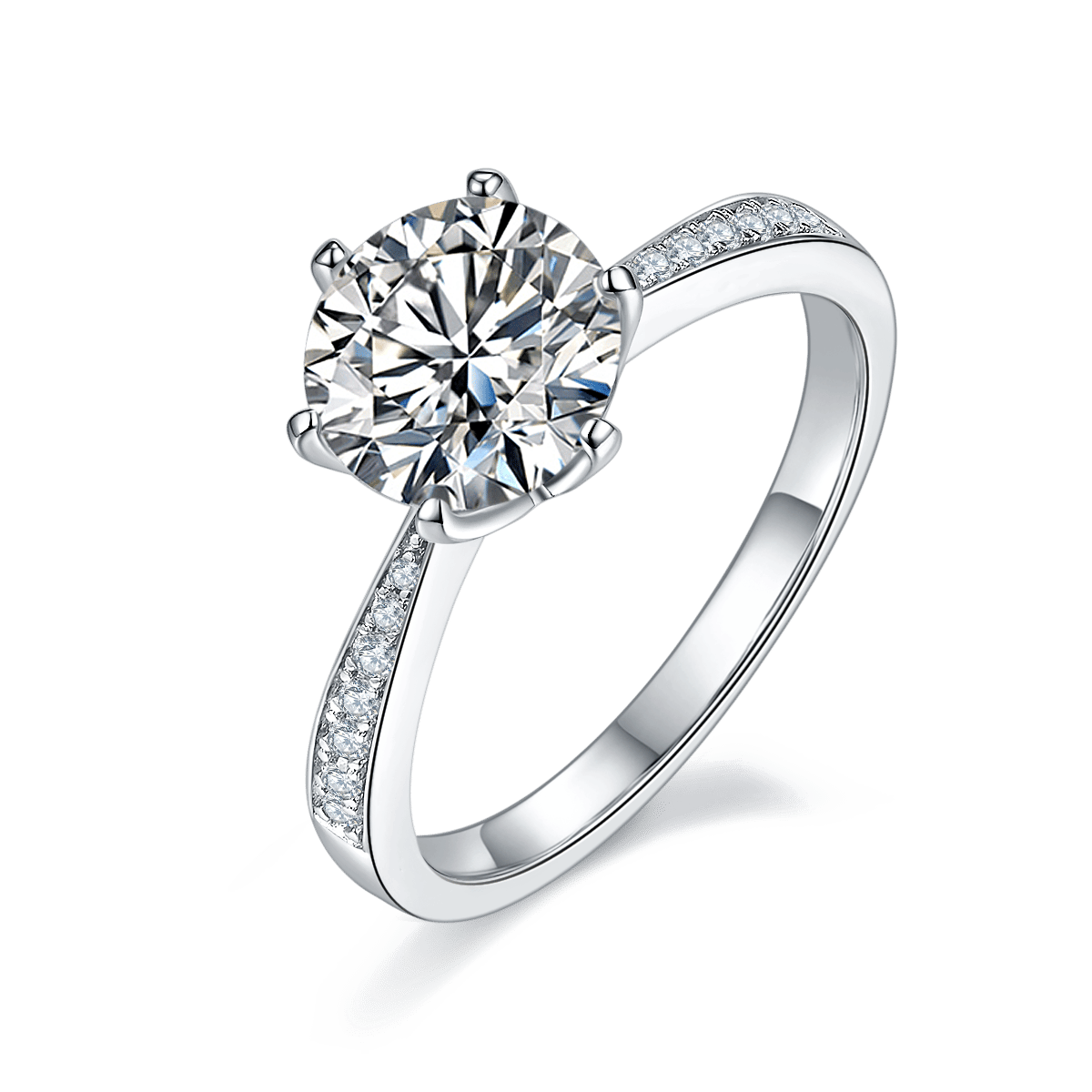 2 Carat Moissanite Statement Ring | Round Brilliant Solitaire | White, Pink, Yellow & Blue | 925 Sterling Silver
