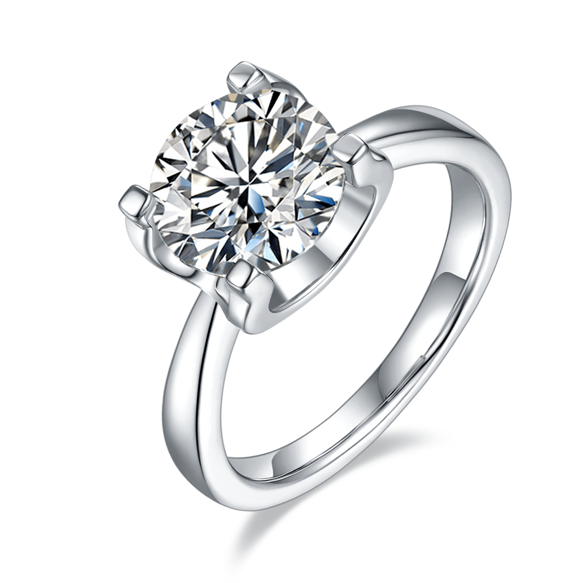 3 Carat Round Moissanite Solitaire Ring | 4-Prong 925 Sterling Silver | DEF VVS