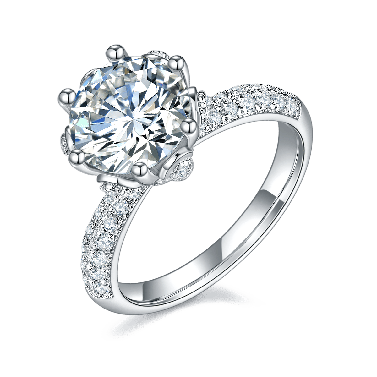 3 Carat Moissanite Statement Ring | Round Brilliant Solitaire | Pink, Blue, Yellow, White