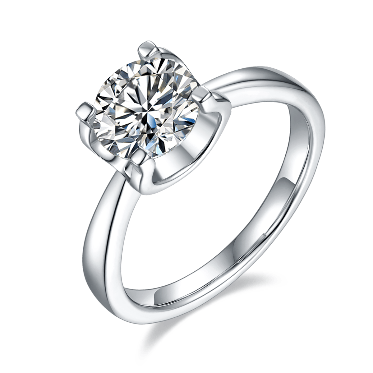 1.5ct Round Moissanite Solitaire Ring | 7.5mm DEW | 925 Sterling Silver