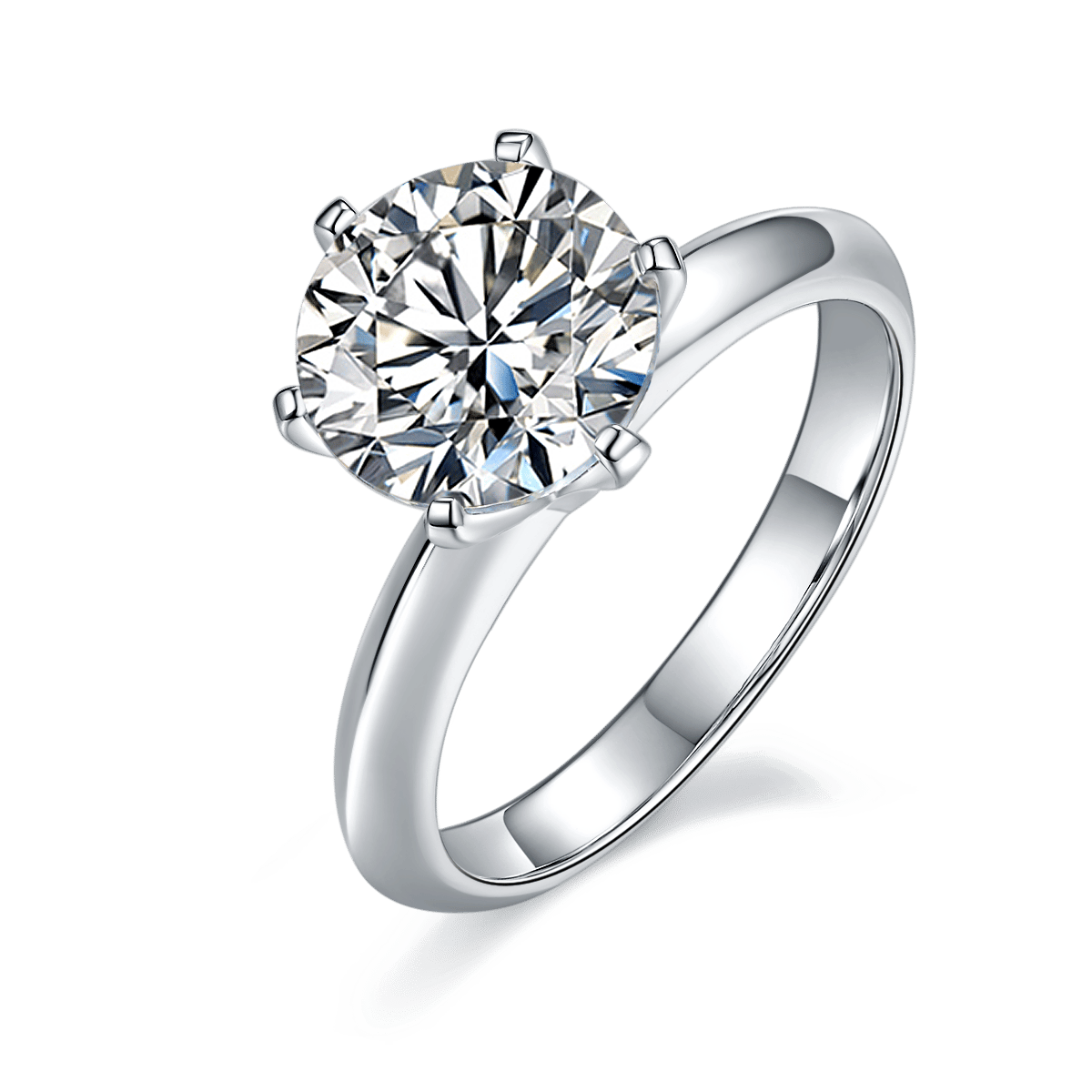 3 Carat Six-Prong Round Moissanite Solitaire Ring | 9.5mm DEW | 925 Sterling Silver