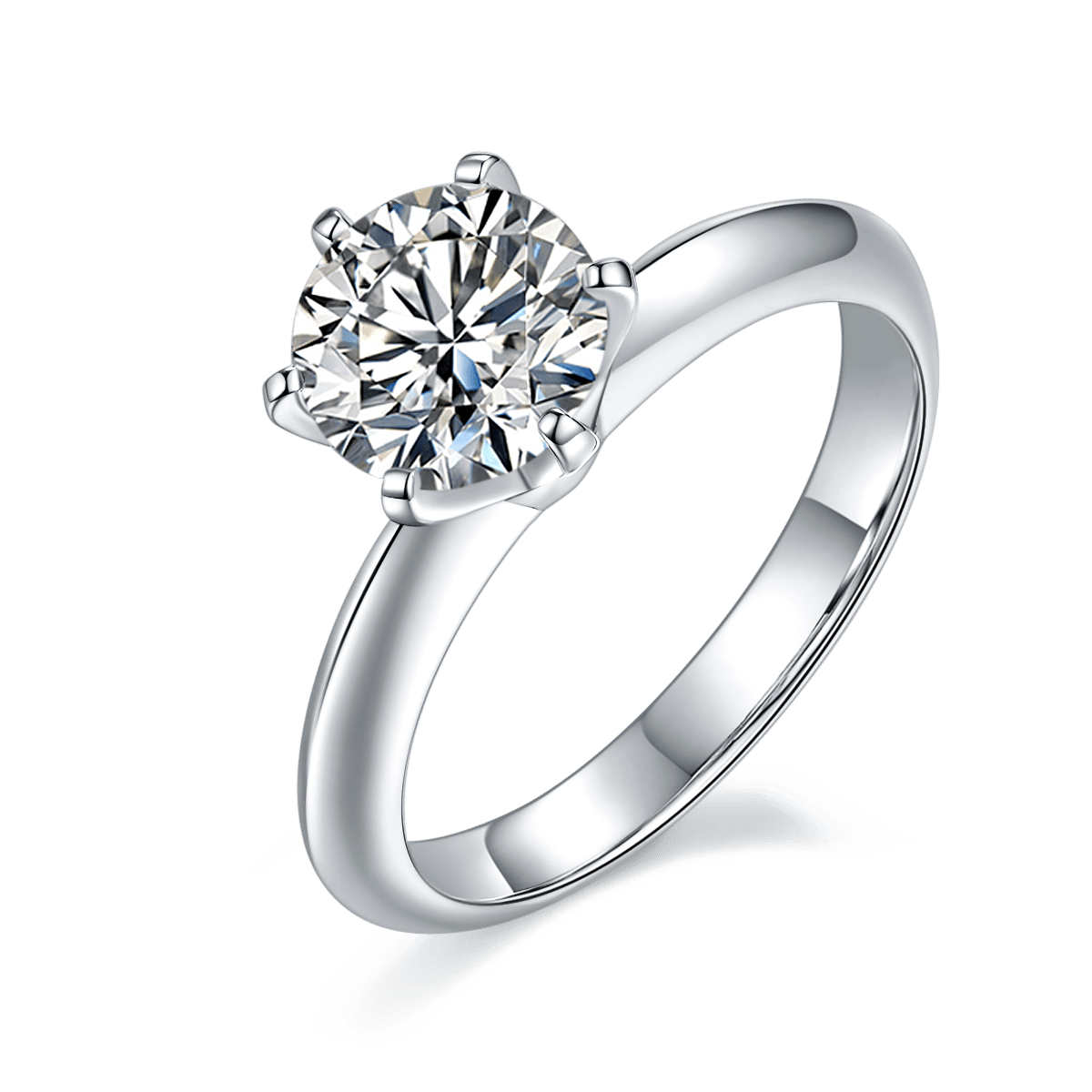 1.5ct Round Six-Prong Solitaire Moissanite Engagement Ring | DEF Colorless | 925 Sterling Silver