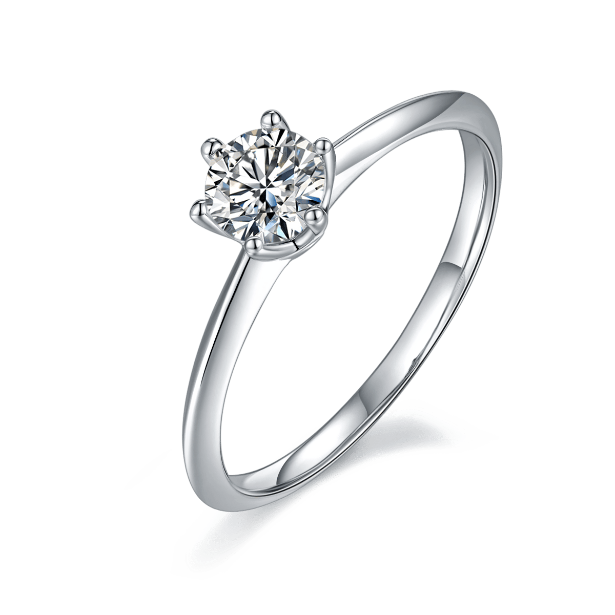 Classic Moissanite Solitaire Ring | 0.50ct (5mm) Round Six-Prong Sterling Silver