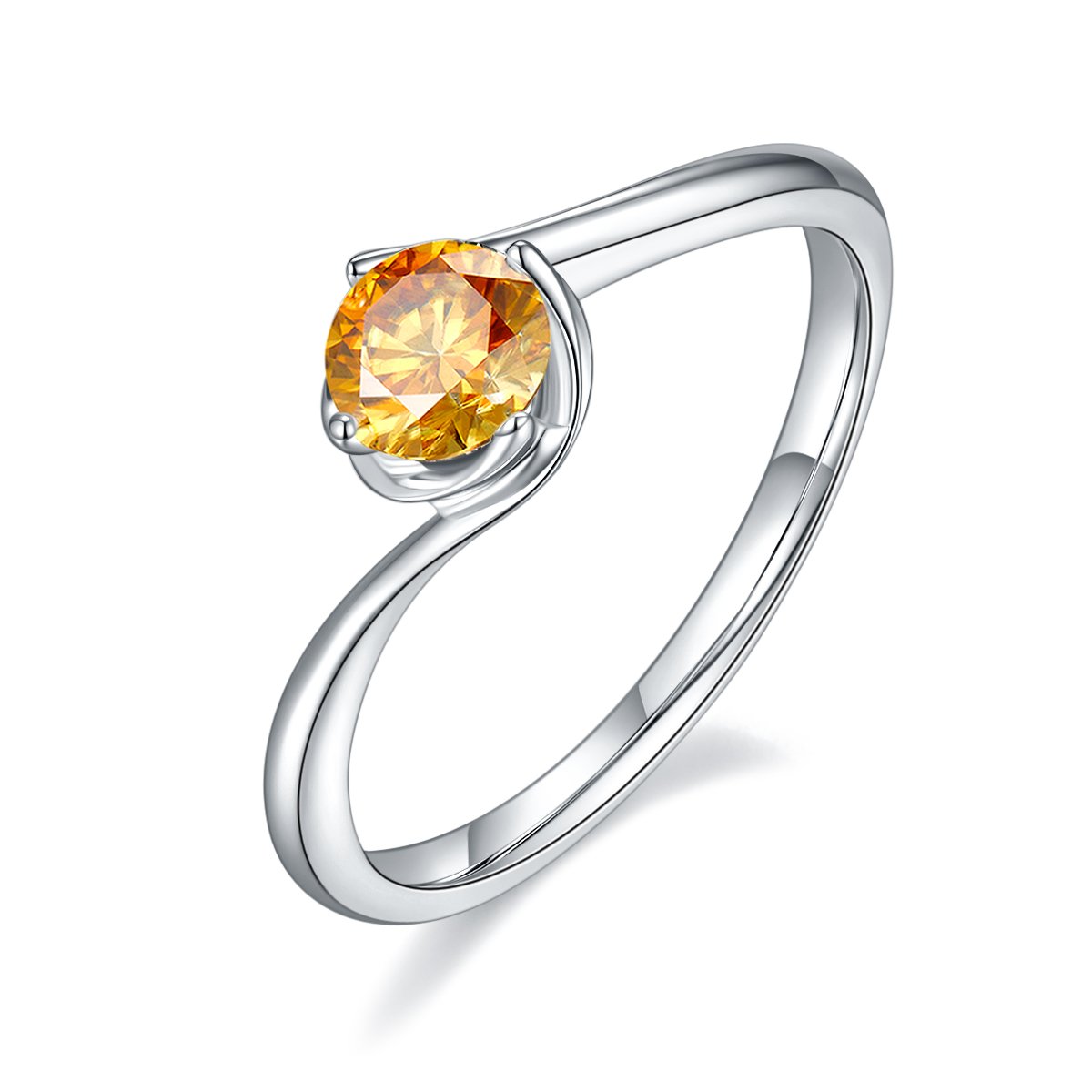 Moissanite Bypass Solitaire Ring | Round Brilliant Swirl Setting | 925 Sterling Silver