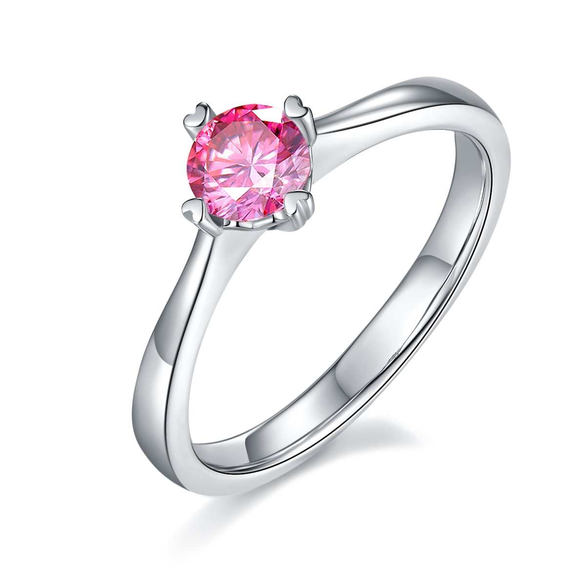 Round Brilliant Moissanite Solitaire Ring | 0.5ct DEW 5mm | Four-Prong 925 Silver