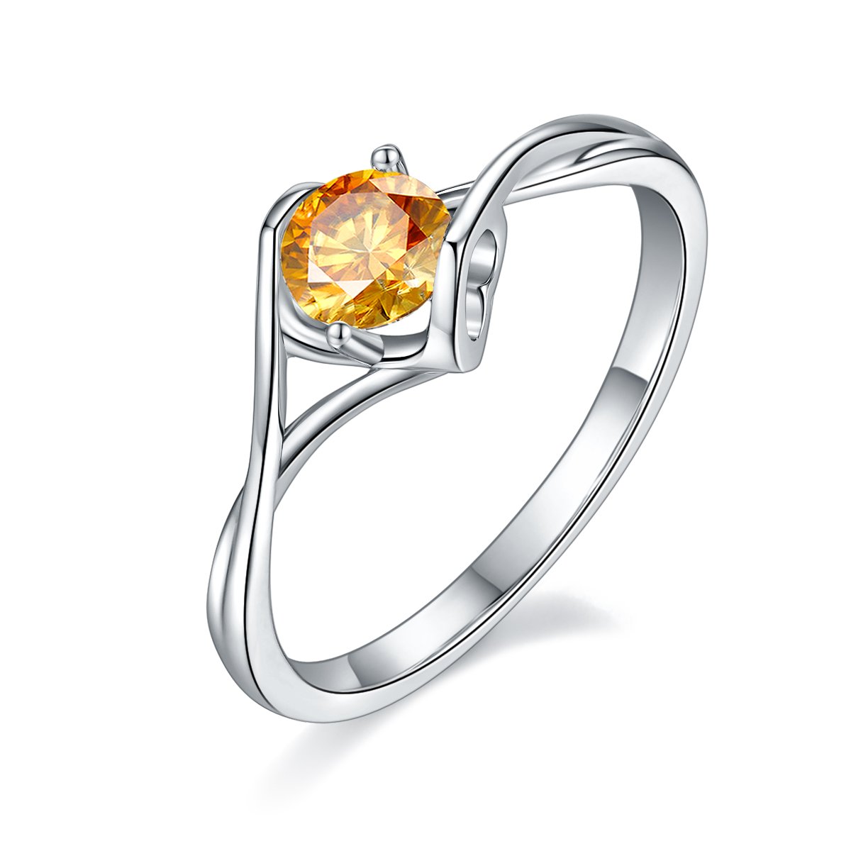 Angel Kiss Moissanite Ring | 0.5ct DEW Bypass Solitaire | 925 Sterling Silver