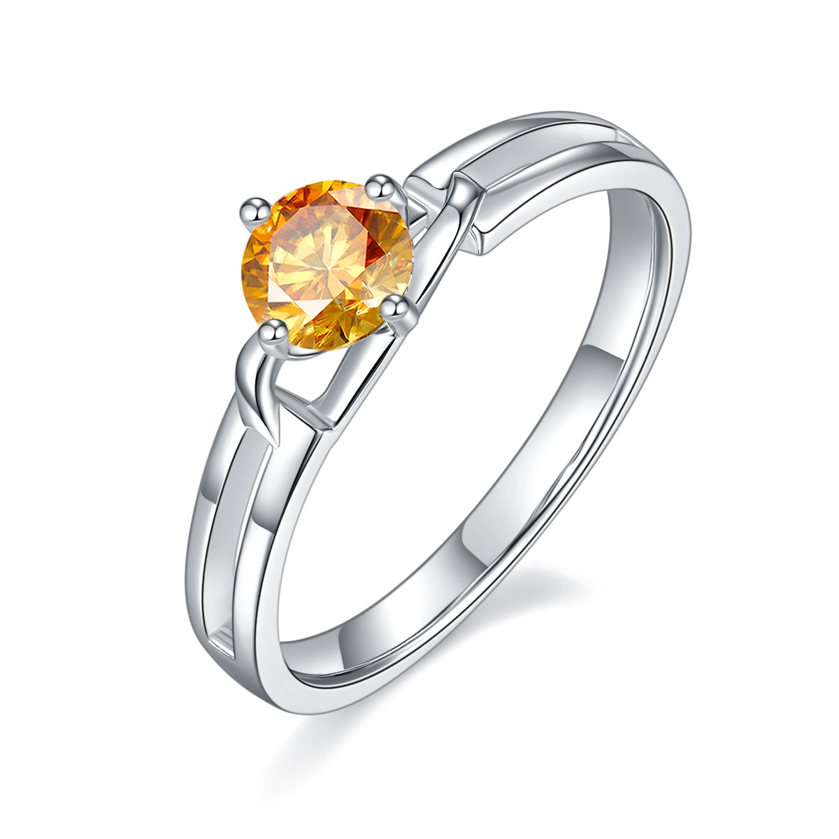 925 Silver Moissanite Bow Ring | 0.5ct DEW Round Solitaire | Dainty Ribbon Shoulders
