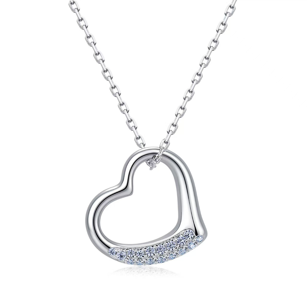 Moissanite Pave Open Heart Necklace