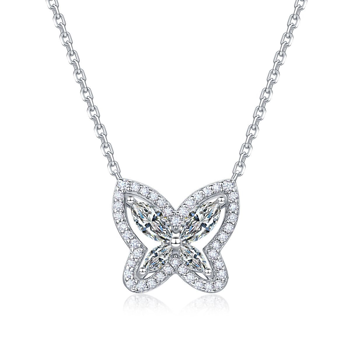 Moissanite Marquise Butterfly Pendant Necklace | 1ct DEW | 925 Silver