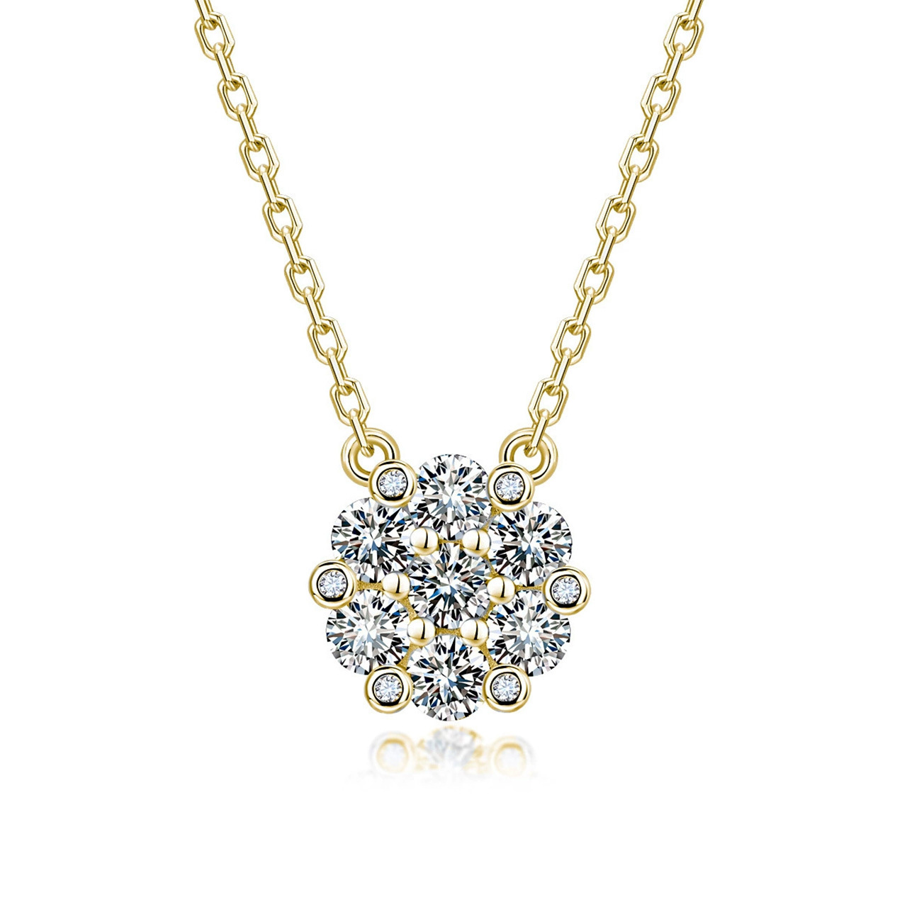 Moissanite Floral Cluster Pendant Necklace