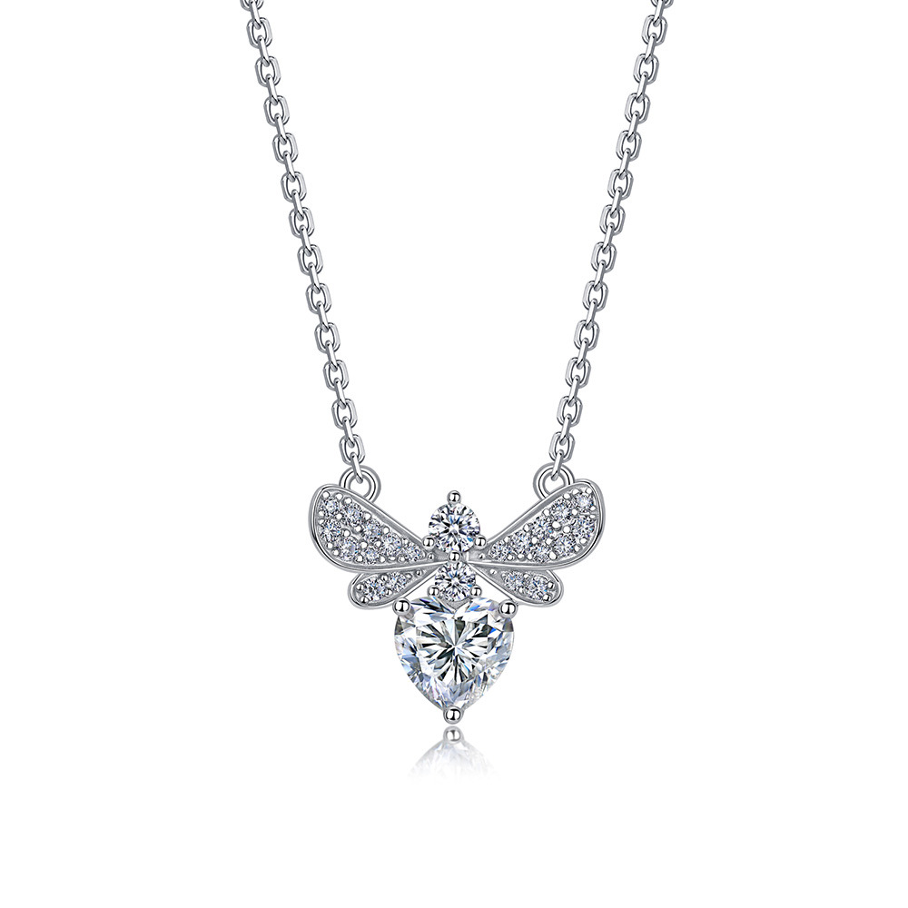 Heart-Cut Moissanite Pavé Bee Necklace