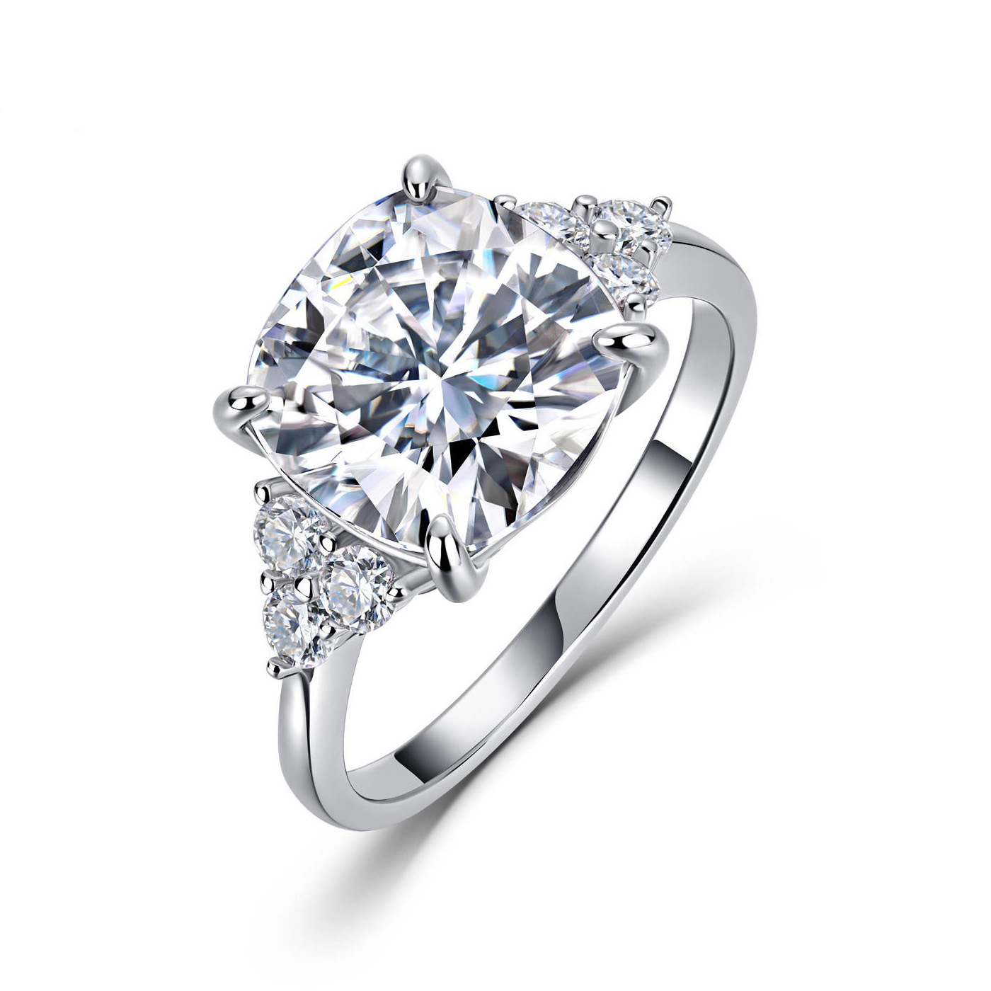 5.4ct Cushion-Cut Moissanite Seven-Stone Ring