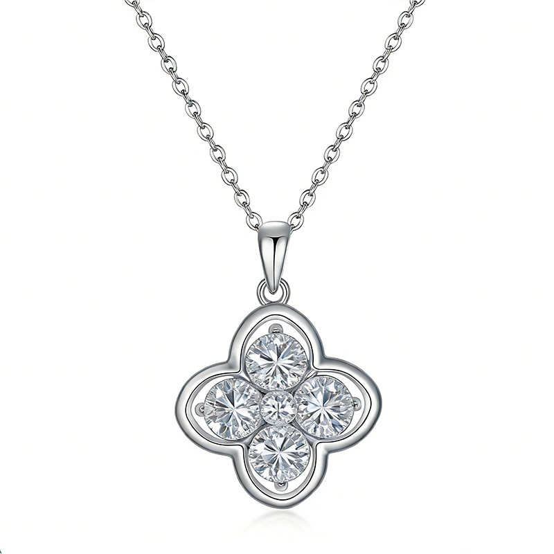 Four-Leaf Clover Moissanite Pendant Necklace | 2ct DEW | 925 Silver