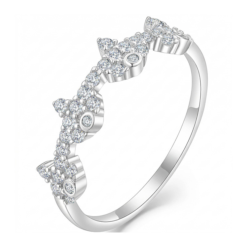 Scattered Cluster Moissanite Band Ring | 925 Silver | White or Yellow Gold