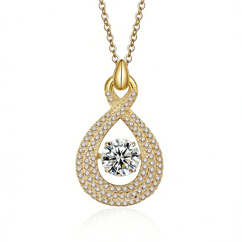 Dancing Moissanite Teardrop Twist Necklace | 1.0ct DEW Pavé Pendant