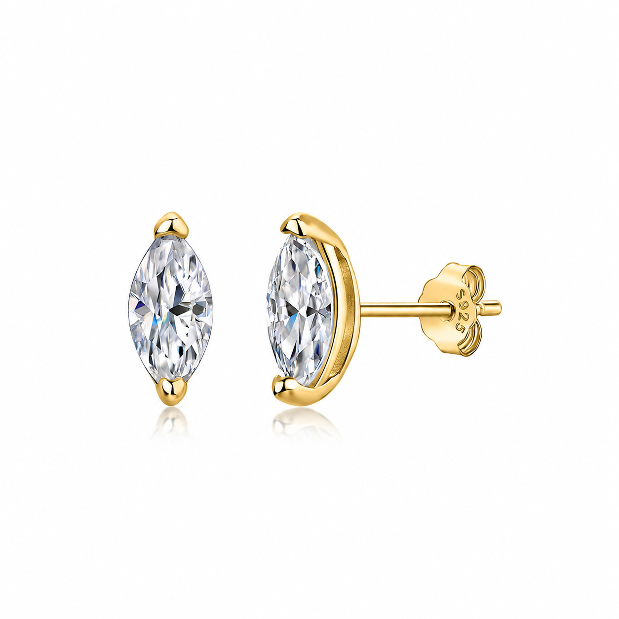 Marquise Moissanite Stud Earrings – 0.5ct DEW (4x8mm) Each