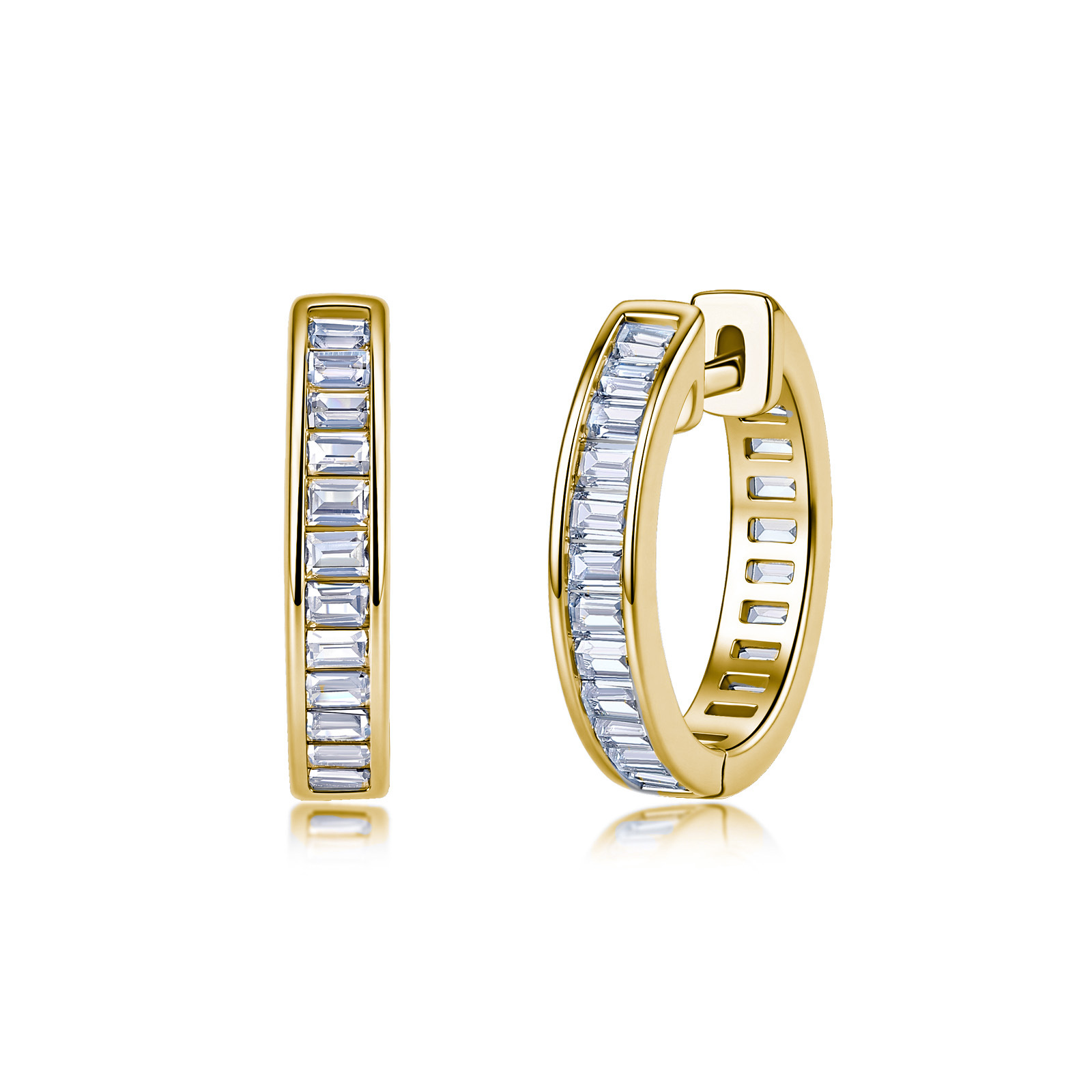 Baguette Moissanite Hoop Earrings – 1.35ct DEW Each