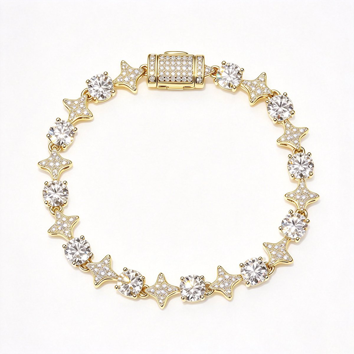 Star Link Moissanite Tennis Bracelet – 4.5mm Round Stones