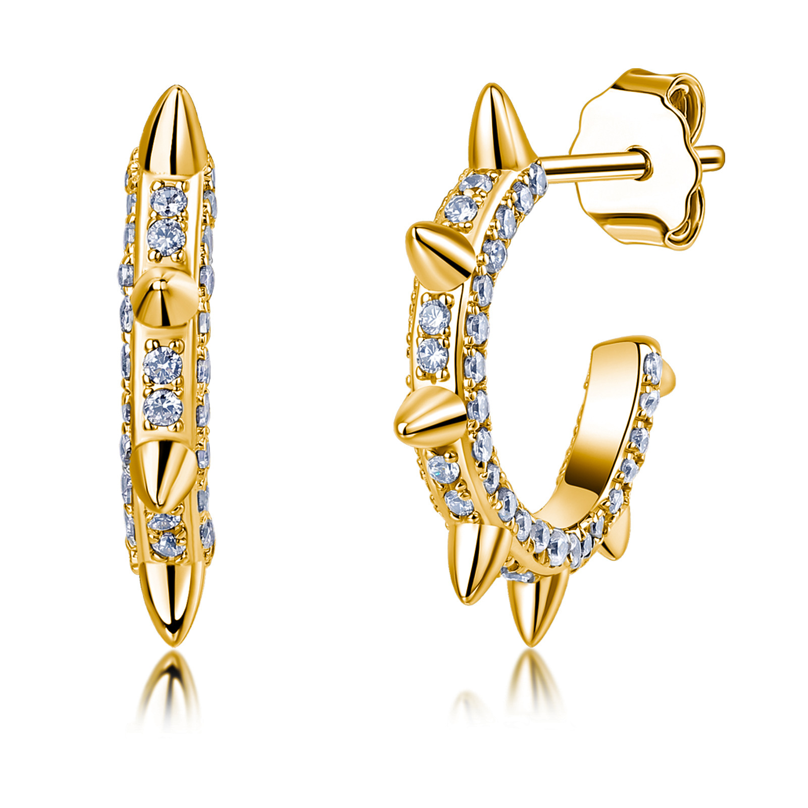 Double-Row Moissanite Huggie Earrings – 0.17ct DEW Each