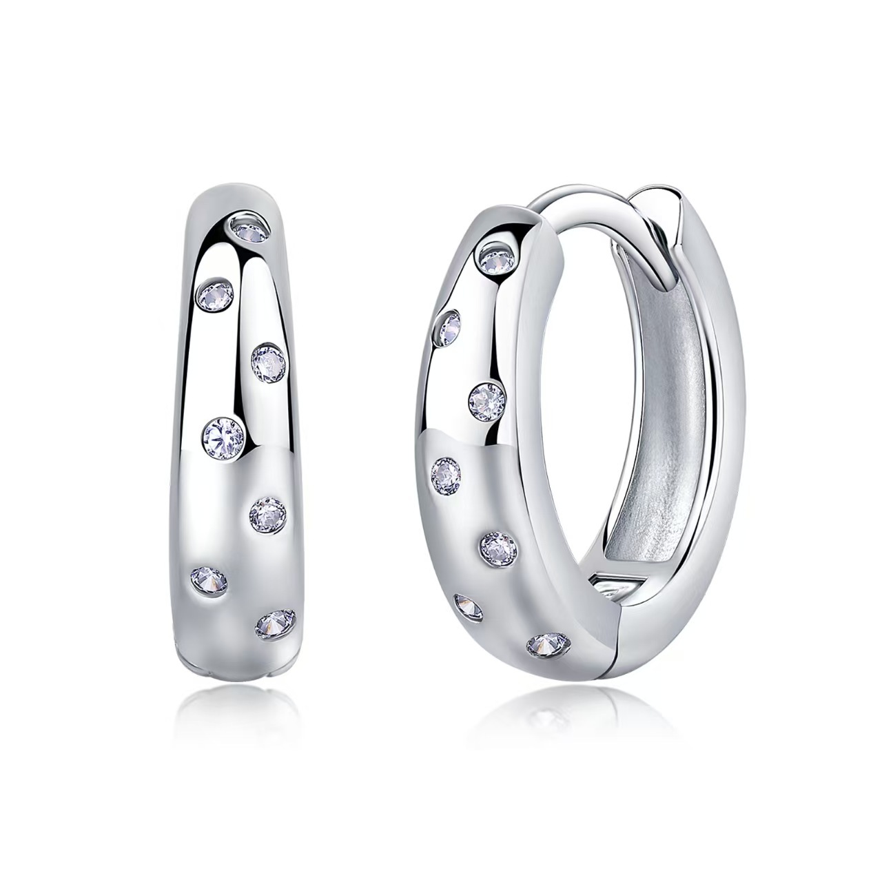 Scattered Moissanite Dome Huggie Earrings – 0.07ct DEW Each