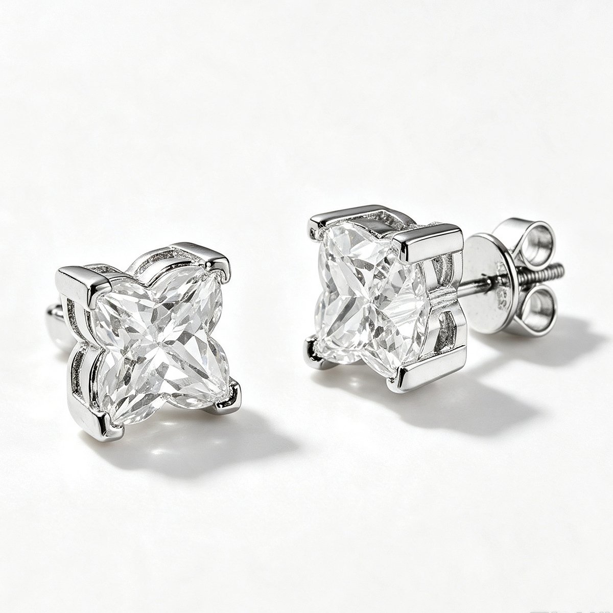 Flower-Cut Moissanite Stud Earrings – 0.8ct DEW Each