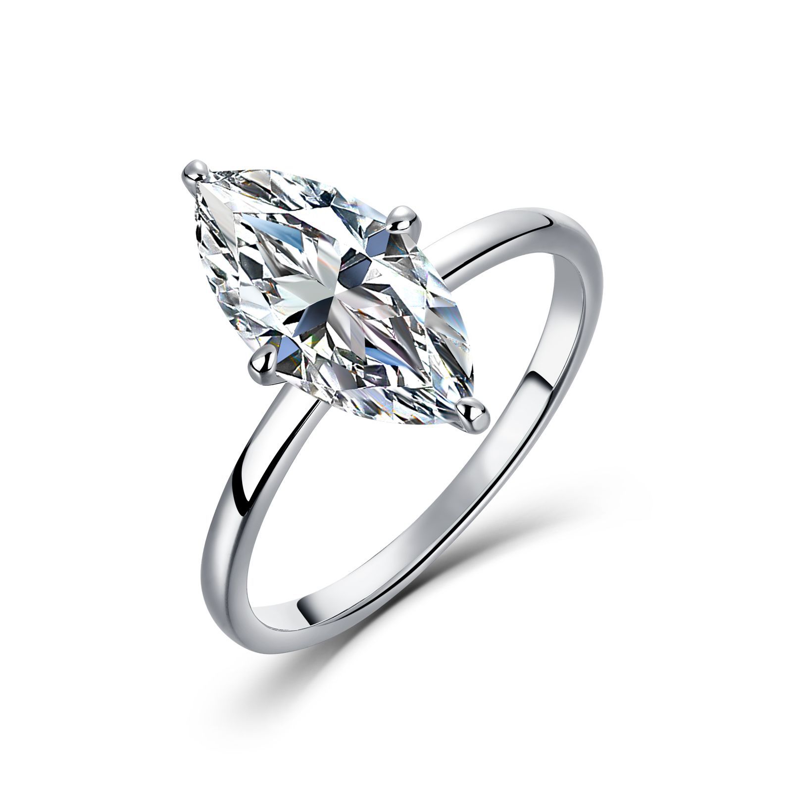 Marquise Moissanite Solitaire Ring – 3ct DEW 7x14mm