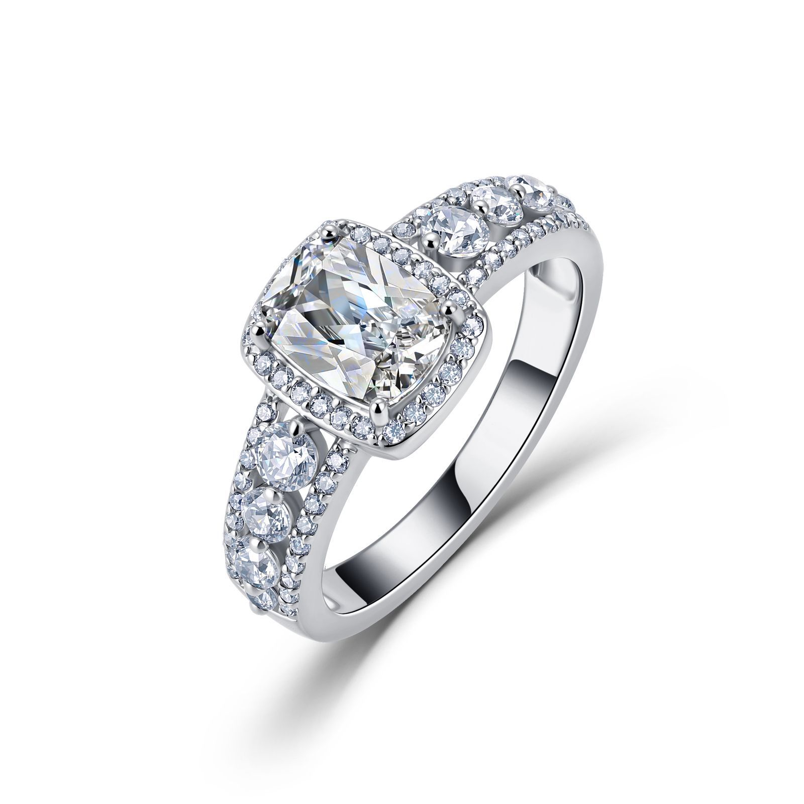 Elongated Cushion Moissanite Halo Ring – 2.8ct DEW