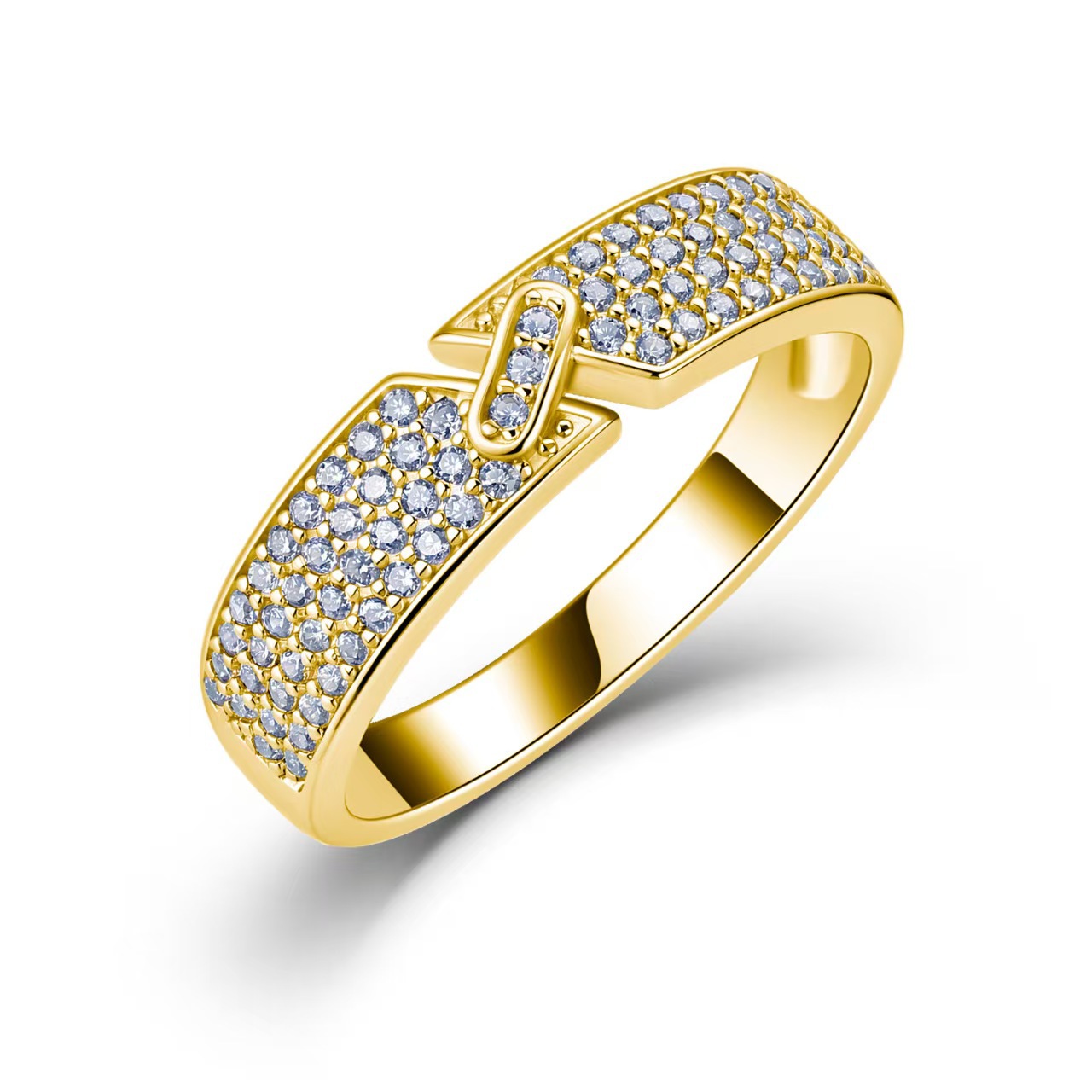 Pavé Moissanite Buckle Band – 0.5ct DEW, 5mm Wide