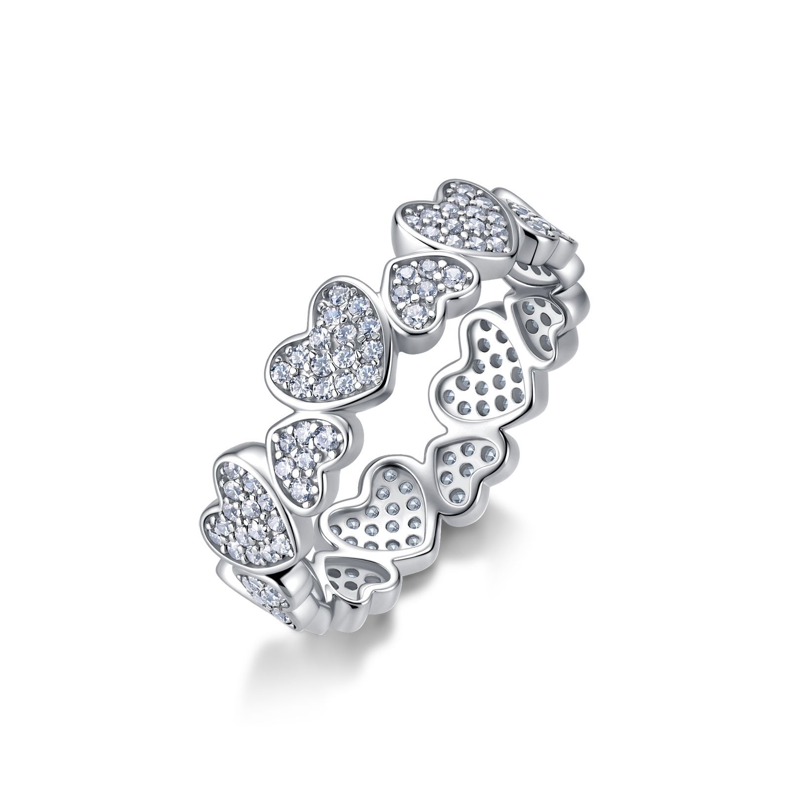 Pavé Heart Moissanite Eternity Band – 0.69ct DEW